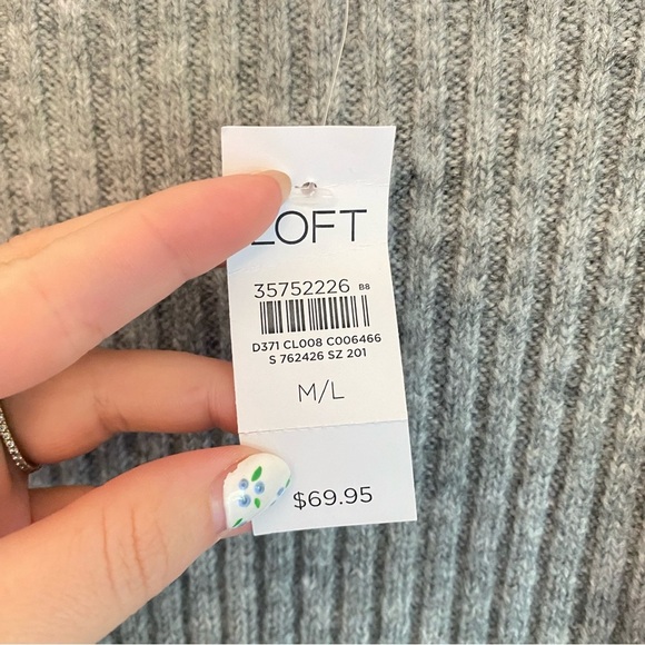 New with tags LOFT Light Gray Open-Front Cardigan - Picture 3 of 4